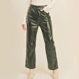 SALT + CO. - Bottom No. 05, Pleather Ankle Cropped Pants in Black (NWT)